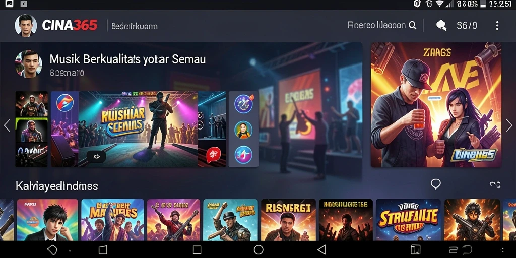 Tampilan screenshot gameplay CINA365 yang menunjukkan pengalaman mendengarkan musik.