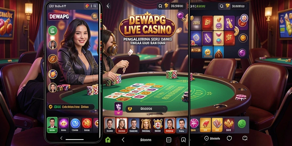 Tampilan screenshot DEWAPG menampilkan dealer langsung dan suasana kasino yang nyata.