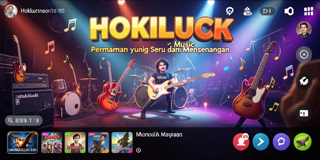 Tampilan gameplay HOKILUCK dengan berbagai tantangan musik yang seru.