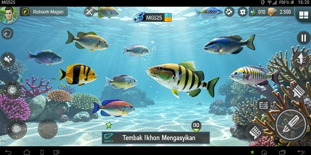 Tampilan menarik dari gameplay <strong>MG525</strong> dalam Tembak Ikan.