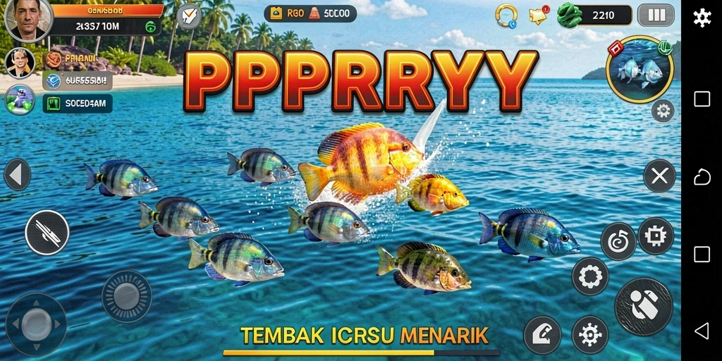 Tampilan screenshot utama PPRRYY dengan gameplay Tembak Ikan yang menegangkan.