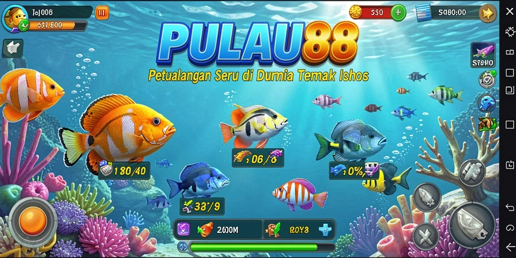 Screenshot PULAU88 menampilkan gameplay seru menembak ikan.