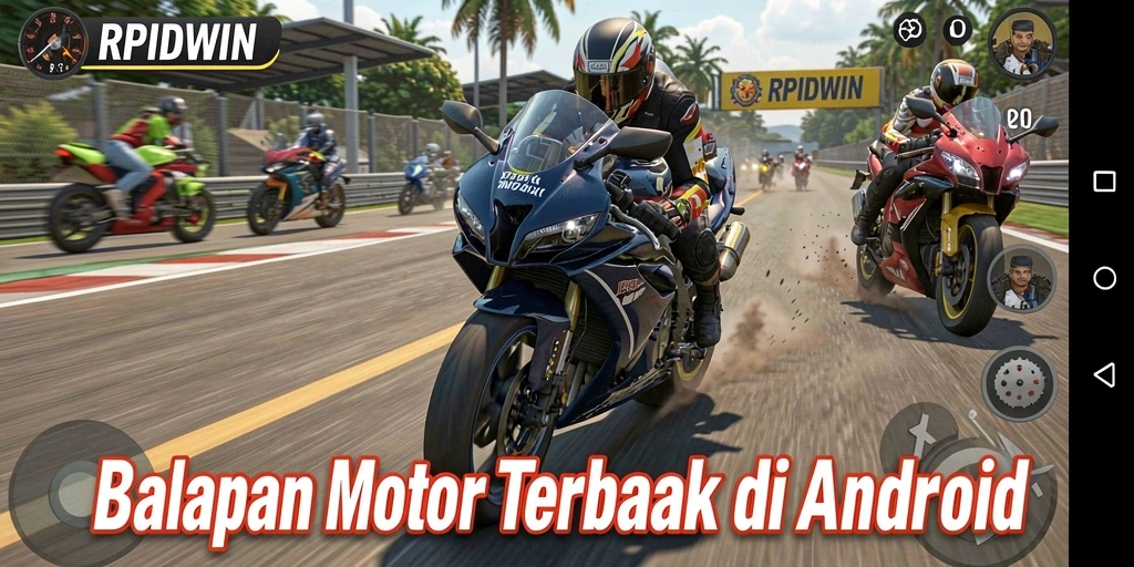 Tampilan gameplay RPIDWIN yang mendebarkan saat balapan motor.