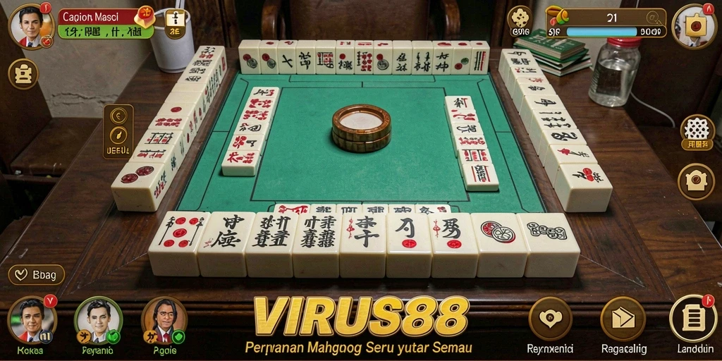 Screenshot gameplay VIRUS88 menampilkan tantangan Mahjong yang menarik.